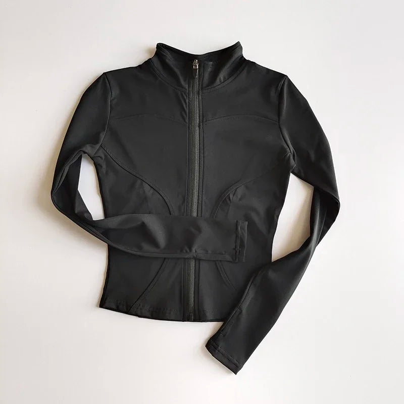 New Slim Winter Yoga Jacket For Women Long Sleeve Top