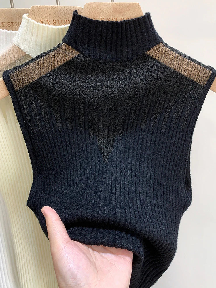 Mesh Knitted Tank Top Women Y2K Sleeveless Chic Streetwear