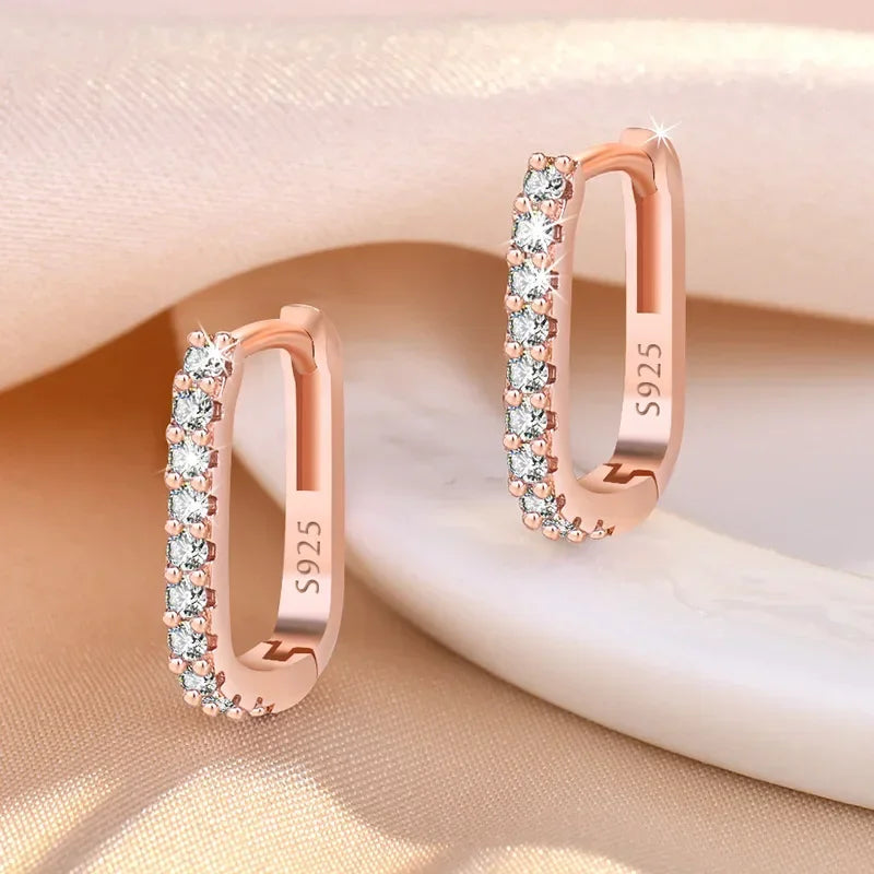 Sterling Silver Crystal Circle Hoop Earrings Wedding Gift