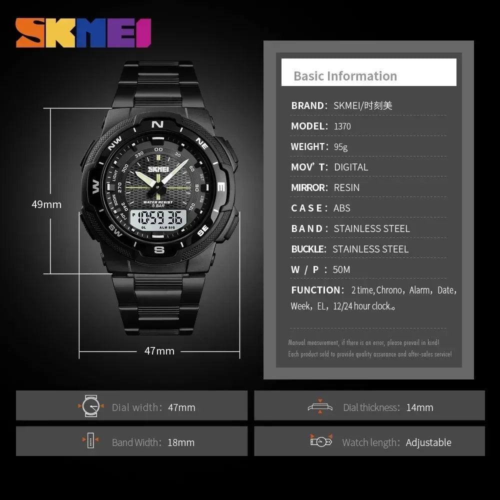 Skmei 1370 Luxury Full Steel Business Waterproof Wristwatch