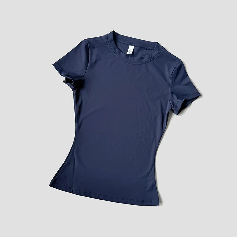 Women Yoga Top Seamless Sport Shirt Short Sleeve Gym Wear