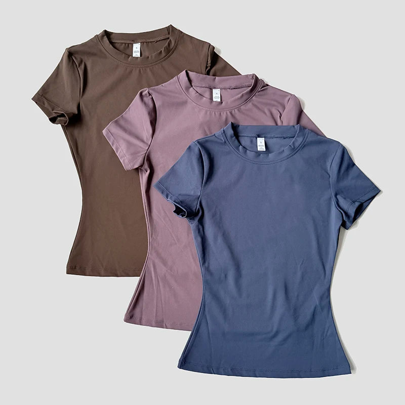 Women Yoga Top Seamless Sport Shirt Short Sleeve Gym Wear