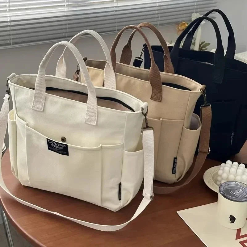 Urban Minimalist Canvas Tote For Female Students Everyday