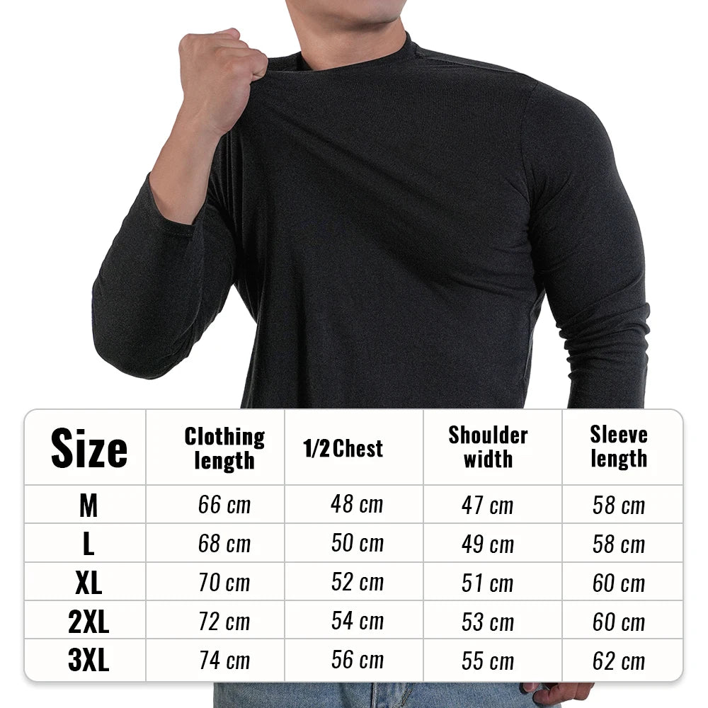 Mens Long Sleeve Cotton T Shirt Classic Loose Fit Everyday