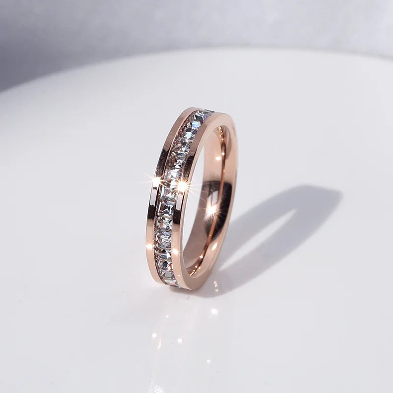 Clear White Stones Ring Stainless Steel 1 And 2 Zircon