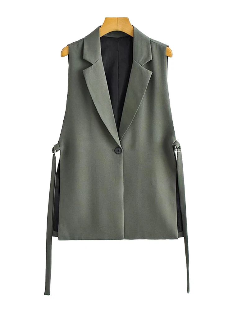 TRZA Women Waistcoat Vest Vintage Sleeveless Front Button