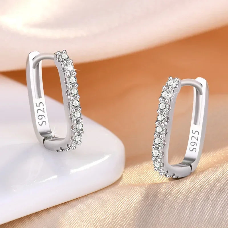 Sterling Silver Crystal Circle Hoop Earrings Wedding Gift