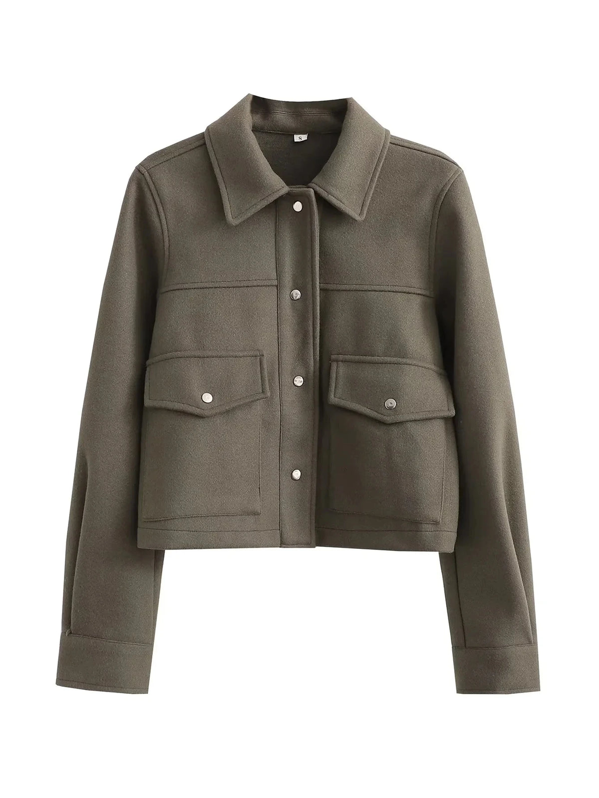 Trafza Womens Autumn Long Sleeve Jacket With Front Pockets