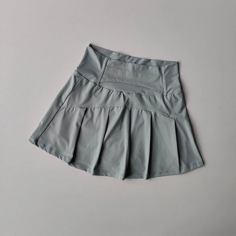 Women High Waist Tennis Skirt With Built In Shorts Gym Yoga