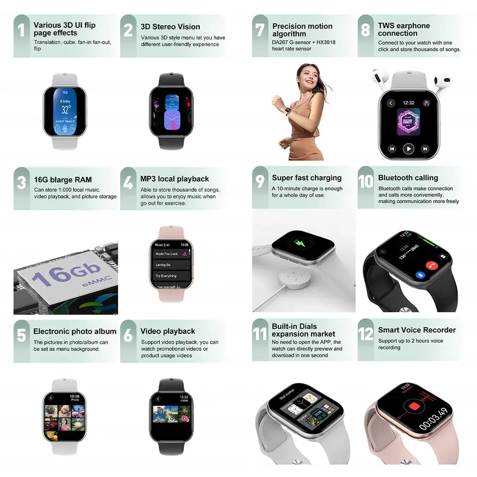 Smart Watch Series 10 Blood Pressure Bluetooth Call NFC
