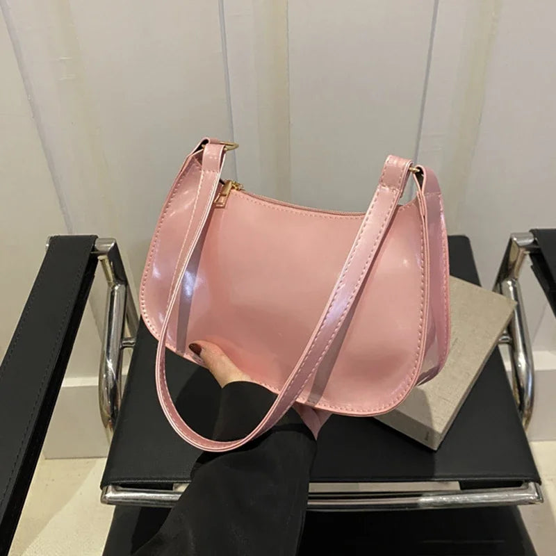 Retro Color PU Leather Shoulder Bag Womens Casual Handbag