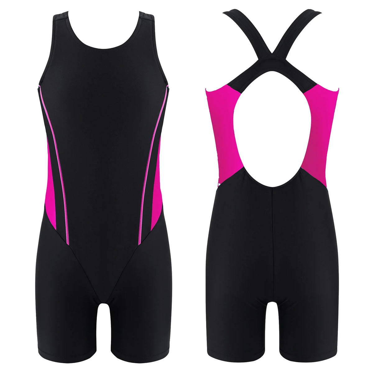 Girls Sleeveless Rashguard One Piece Swimsuit Jumpsuit