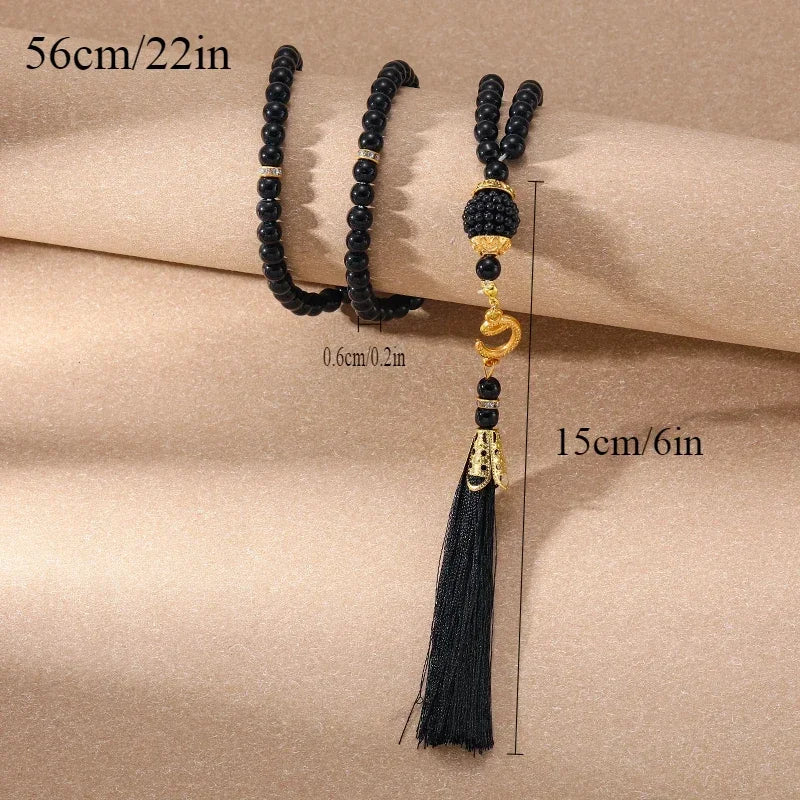 New 8 Cm 33 Black Gallstone Muslim Prayer Beads Unisex (Copy)
