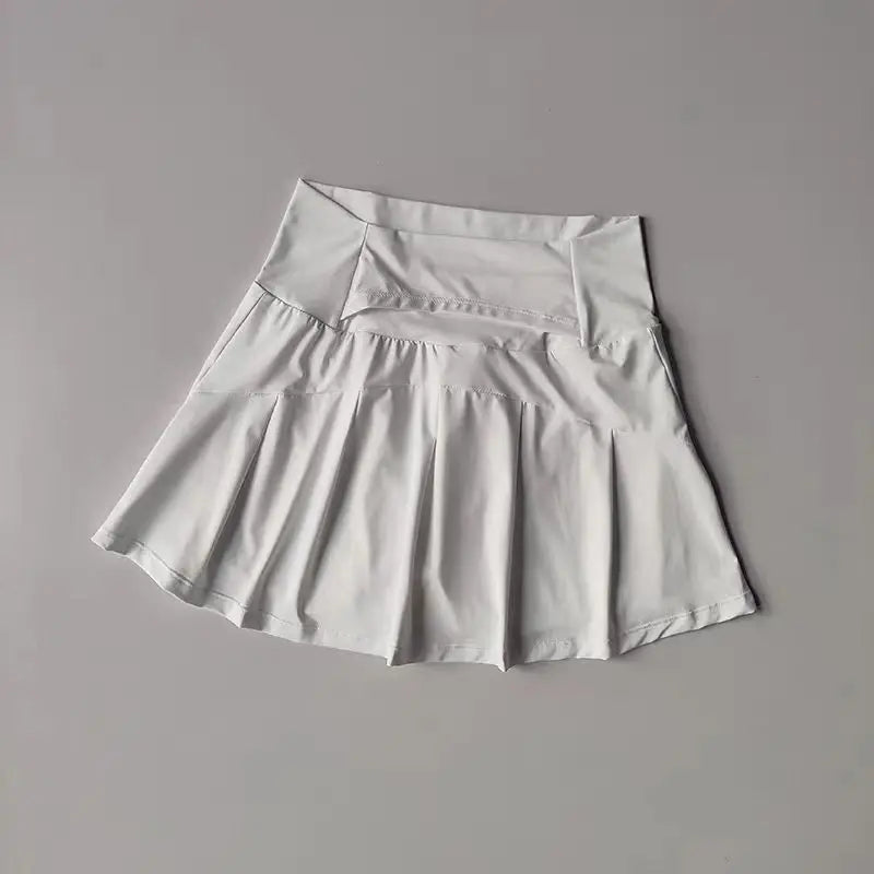 Women High Waist Tennis Skirt With Built In Shorts Gym Yoga