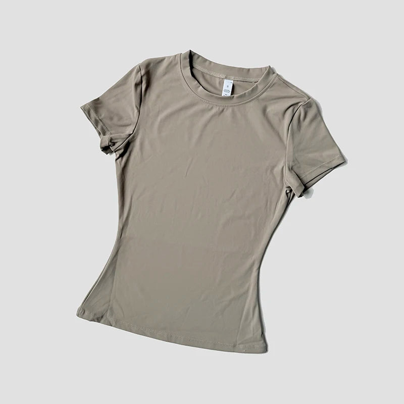 Women Yoga Top Seamless Sport Shirt Short Sleeve Gym Wear