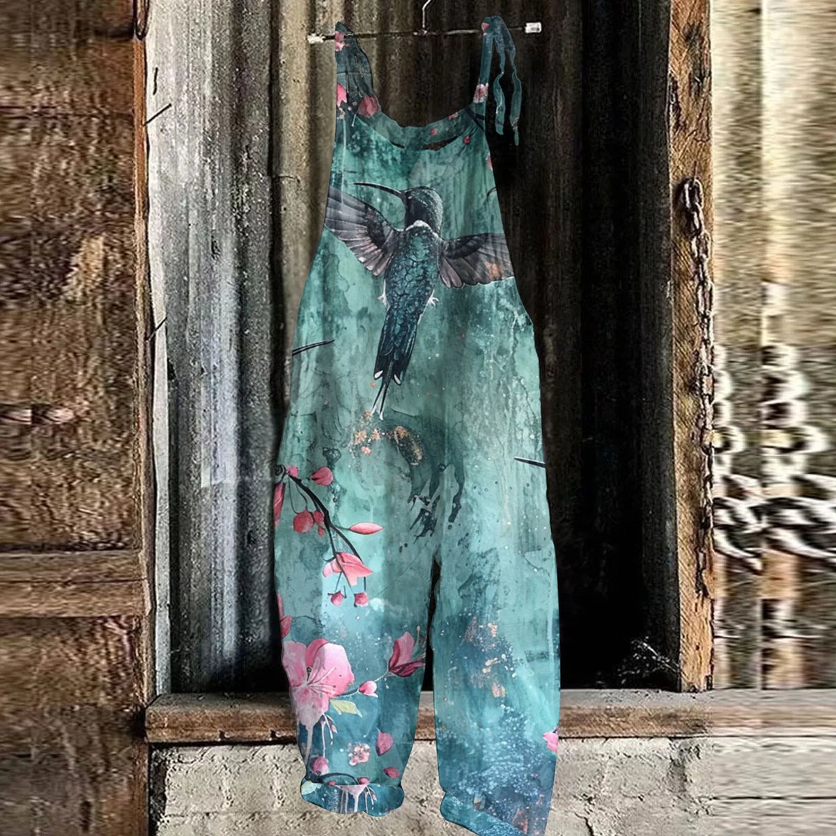 Floral Print Womens Jumpsuit Casual Loose Shoulder Strap