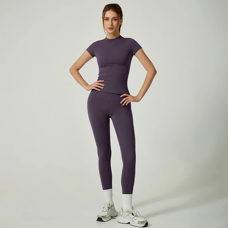 Yoga Set Women Sportswear Crop Top Legging Gym Outfit