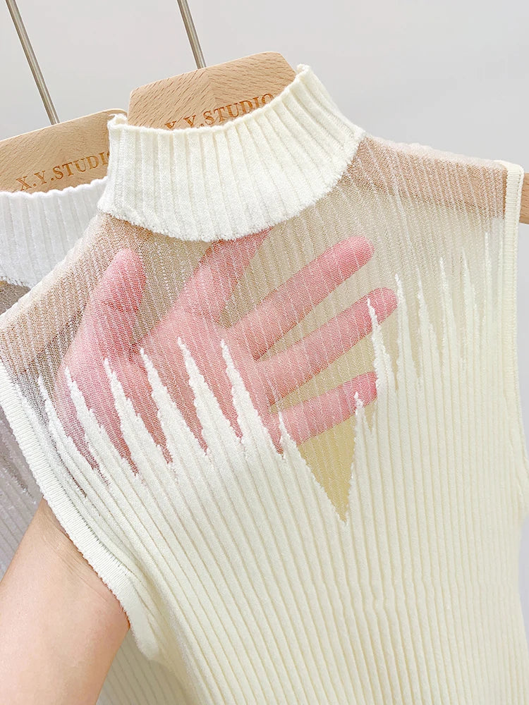 Mesh Knitted Tank Top Women Y2K Sleeveless Chic Streetwear