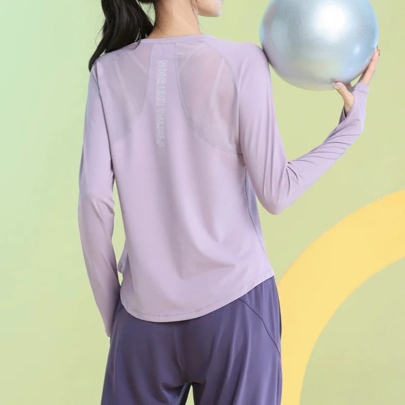 Phigeer Women Long Sleeve Yoga Tops Quick Dry Breathable