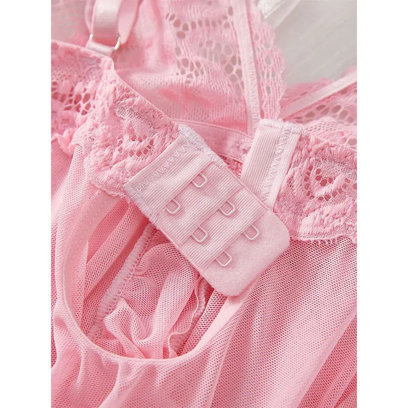 2025 Lace Sleeping Robe Nightgown Set Plus Size Sleepwear